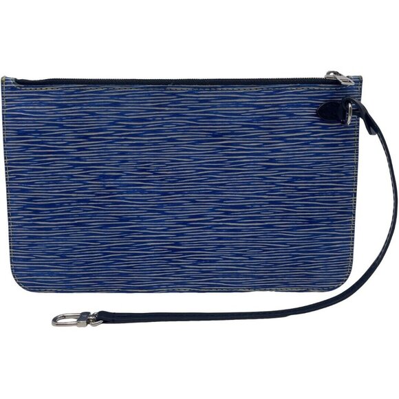 Authentic LOUIS VUITTON Denim Epi Pouch For Neverfull MM Blue Leather #36635523 - Picture 2 of 12